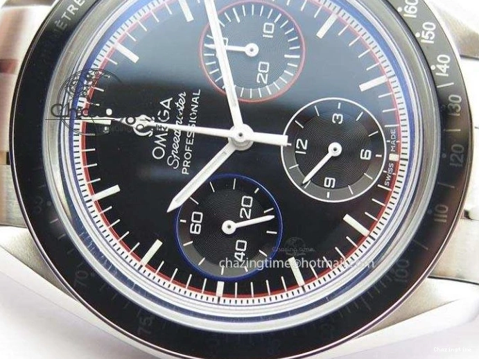 0510 Speedmaster MoonWatch  Apollo 16 Black Dial On SS Bracelet Supportive 8231